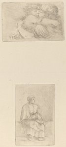 Two Children Embracing; Seated Ecclesiast by Stefano della Bella