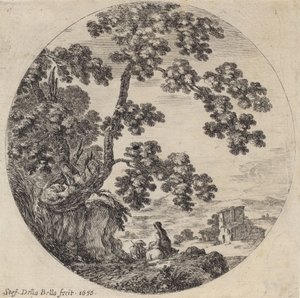 Two Travelers Passing by an Old Oak Tree, 1656 by Stefano della Bella