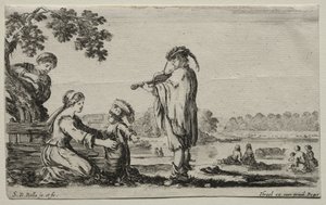 Various Figures and Landscapes: A Violin Player by Stefano della Bella