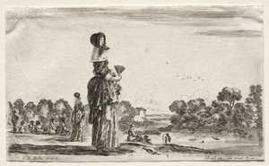 Various Figures and Landscapes: Women Watching Bathers along a River