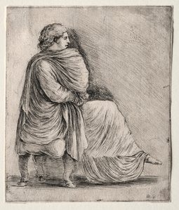 Woman Seated on a Stool, c. 1620s-1630s by Stefano della Bella