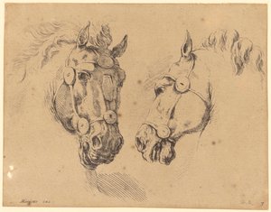 Two Horse Heads by Stefano della Bella