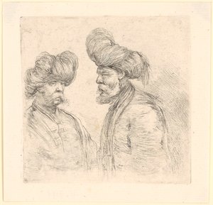 Two Turks with Turbans by Stefano della Bella