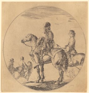 Two Polish Riders to the Left, the Front One in Rear View by Stefano della Bella
