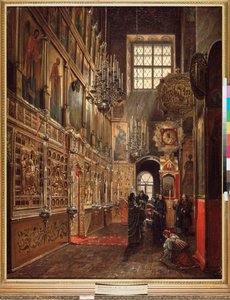 A Church Service in the Cathedral of the Annunciation in the Moscow Kremlin by Stepan Mikhailovich Shukhvostov