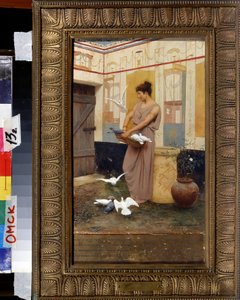 Woman with Doves by Stepan Vladislavovich Bakalovich