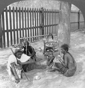 Breakfast by the roadside near Mandalay, Burma, 1908