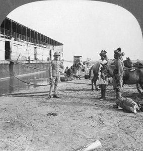 English Officer and Native Soldiers, Bhamo, Burma by Stereo Travel Co