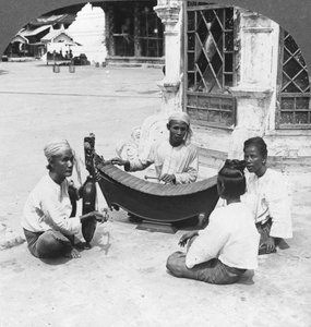 Musicians, Shwedagon Pagoda, Rangoon, Burma, 1908