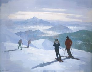 Skiers on Snowy Peaks by Steve Mitchell