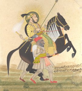 Maharana Sangram Singh Riding a Prize Stallion by Stipple Master