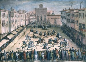 Horse Joust at the Piazza Santa Croce by Stradanus