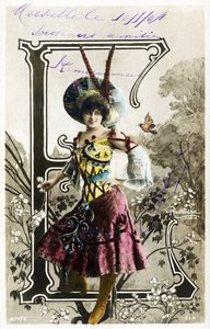 E: Constance Elise De Vere, French Actress with English Origin, Born in Belgium - Theatre Marigny, Paris - Alphabet in Postcard