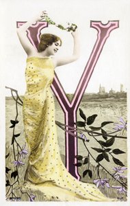 Y: Bianca Toledo, artist, singer and Sevillian dancer from the Belle Epoque - Casino de Paris, Folies Bergere - alphabet in postcard