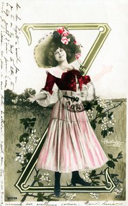 Constance Elise De Vere, French Actress with English Origin Born in Belgium, Alphabet in Postcard