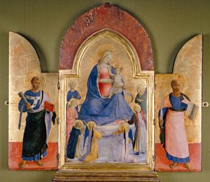 Virgin and Child with Angels and Dominican Saint, St Peter left, St Paul right, 15th century