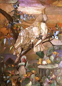 Sulphur-crested Cockatoos, traditionally attributed to Joseph Briggs by Studios Tiffany