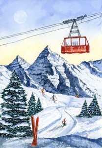 Winter Mountain Skiing by Suchi Deb