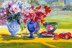 Midsummer Flowers on Garden Table