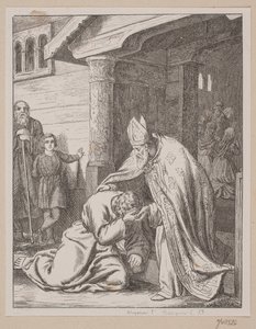 Bishop Vilhelm Receives the Repentant Svend Estridsen at the Church Door by Södergren