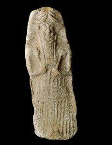 Sumerian art: warrior god with the ears of cattle in his coffin, probably the Mesopotamian god Dumuzi by Sumerian Sumerian