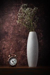 Vintage Clock and Flowers by Sumit Dhuper