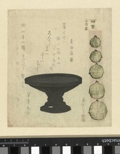 Ômon Street: bronze vessel and five procession bells (Famous places in the Eastern capital) by Sunayama Gosei