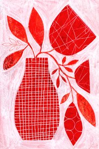 Abstract Red Botanicals by Susan Black