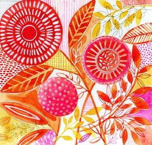 Vibrant Abstract Flowers by Susan Black