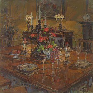 Dining Room with Geraniums by Susan Ryder