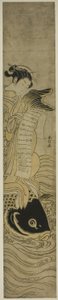 Courtesan Riding a Carp (parody of the Daoist Immortal Kinko) by Suzuki Harunobu