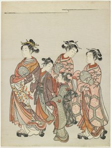 Courtesan with Attendants on Parade, after 1766 by Suzuki Harunobu