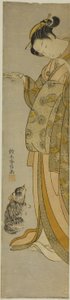 Courtesan with her Pet by Suzuki Harunobu