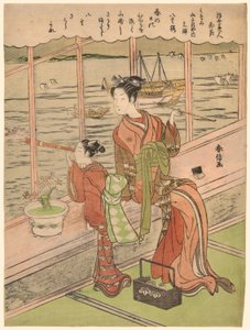 Double-Flowered Cherry: Motoura of the Minami Yamasakiya, from the series Beauties of the Floating World Compared to Flowers by Suzuki Harunobu