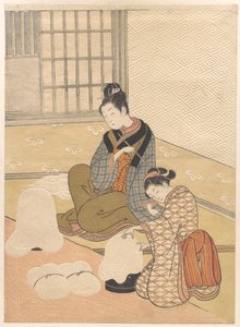 Evening Snow on the Heater by Suzuki Harunobu