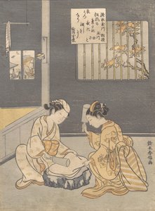Fulling Cloth at the Jewel River Kinuta no Tamagawa, ca. 1768