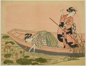 Gathering Lotus Flowers by Suzuki Harunobu