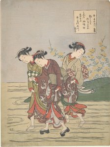 Girls Fording the Ide no Tamagawa by Suzuki Harunobu