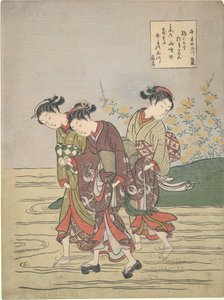 Girls Fording the Ide no Tamagawa by Suzuki Harunobu
