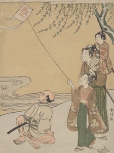 Kite Flying by Suzuki Harunobu