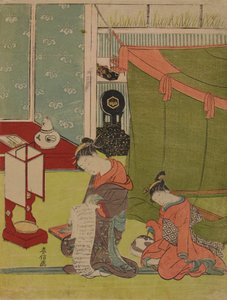 Courtesan and Her Servant in the Bedroom by Suzuki Harunobu