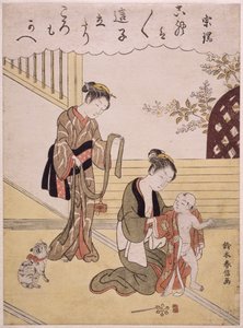 A Mother Dressing Her Young Son in a Kimono by Suzuki Harunobu