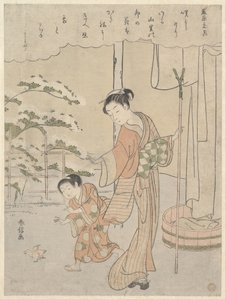 Poem by Fujiwara no Motozane (ca. 860) from the Series Thirty-Six Poets by Suzuki Harunobu