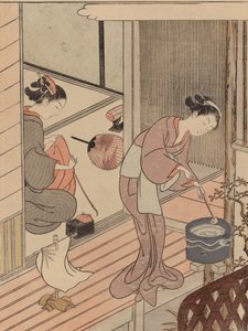 Returning Sails of the Towel Rack, from the series Eight Parlour Views by Suzuki Harunobu