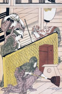 Servant Chasing Mice in House by Suzuki Harunobu