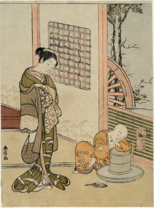 The Sleeping Tea-Boy (parody of Hokaso) by Suzuki Harunobu
