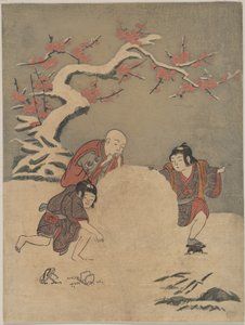 Three Boys Making a Snowman by Suzuki Harunobu