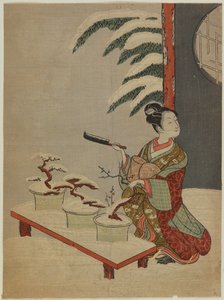 Visual Parody of the Noh Play Hachi no ki by Suzuki Harunobu