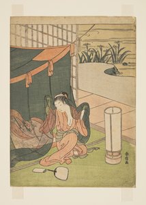 Young Woman Emerging from Mosquito Net by Suzuki Harunobu