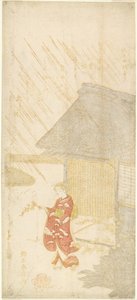 Young Woman Holding a Kerria Branch